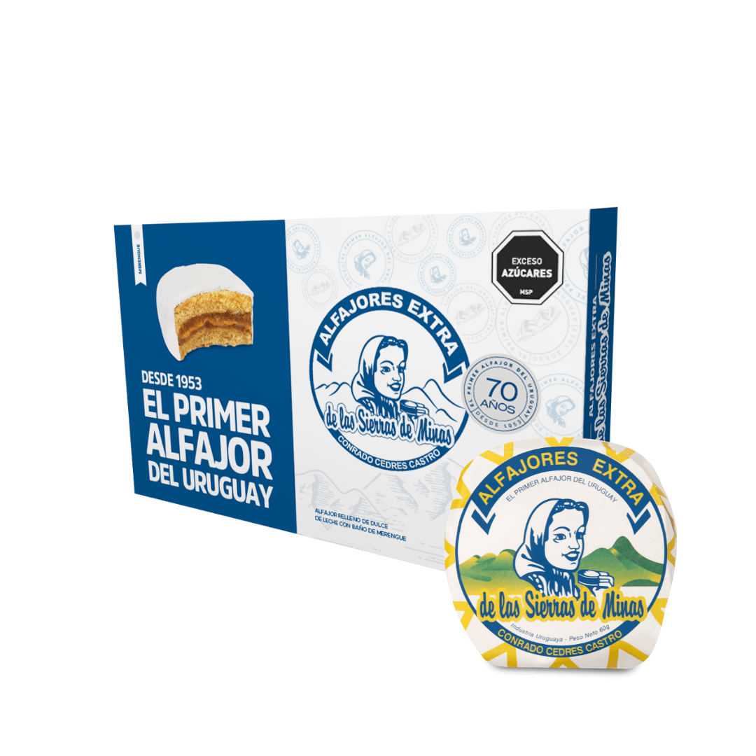 Alfajor de las Sierras de Minas CLÁSICO MERENGUE x 6 unidades — Caja de 6 alfajores de merengue Sierras de Minas