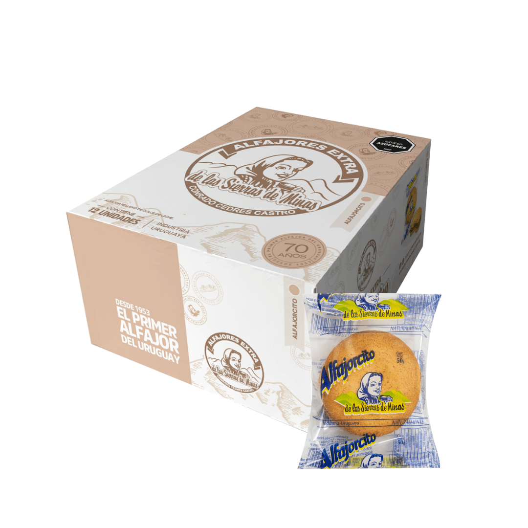 Alfajorcito de las Sierras de Minas CLÁSICO x 12 unidades — Caja de 12 alfajorcitos clásicos Sierras de Minas